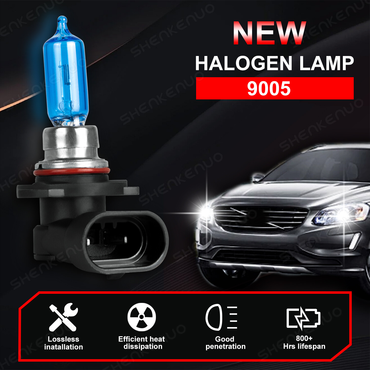 9005 H11 Halogen Headlight KIT Combo Bulbs High&Low Beam Super Bright Warm White