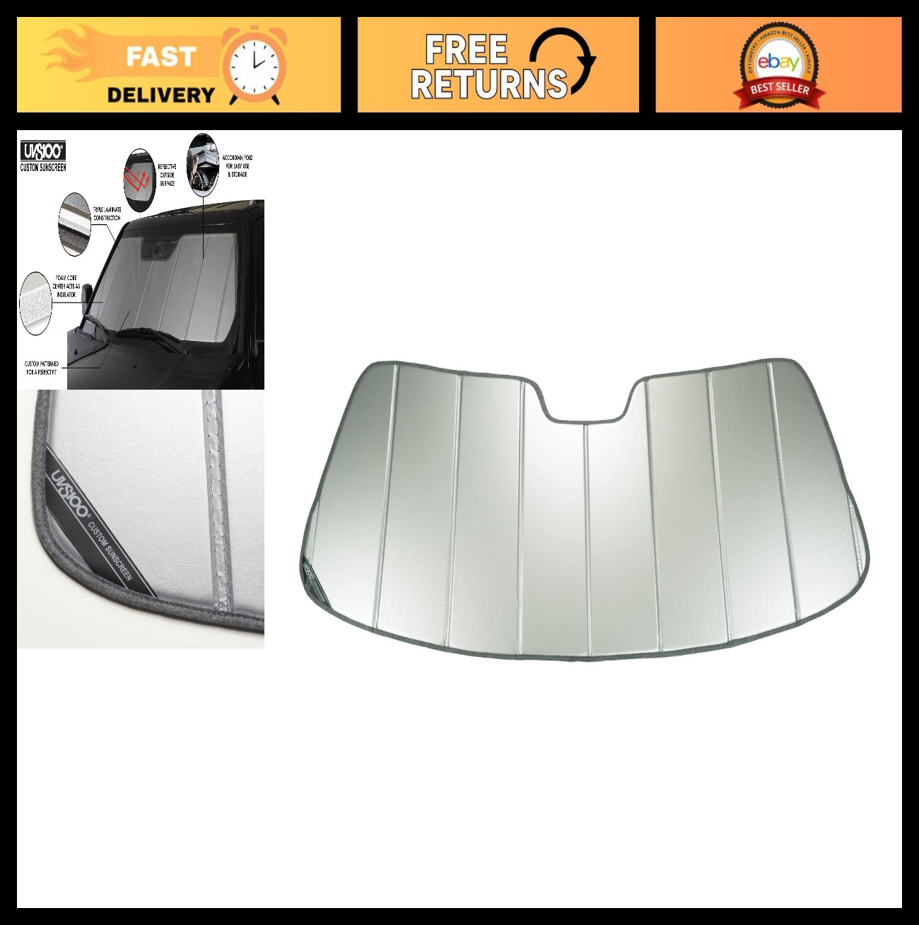 Custom Fit UV Sunscreen Shade for 2012-2017 Toyota Camry – Silver Sunshade Prote