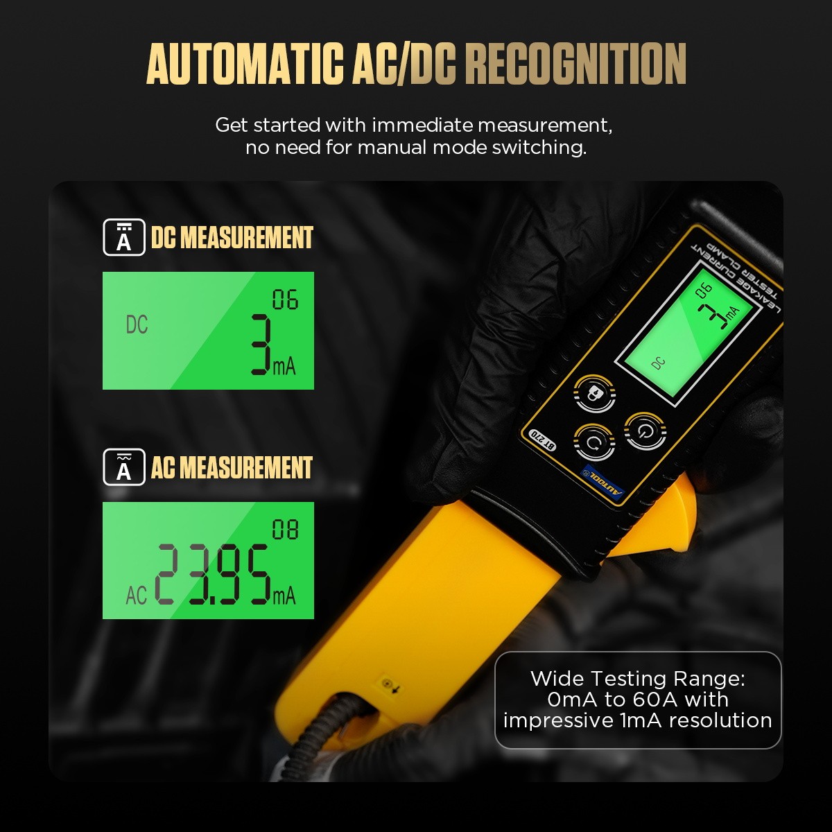 Digital Car Clamp Meter AC DC Current Leakage Tester Ammeter Auto Range Handheld