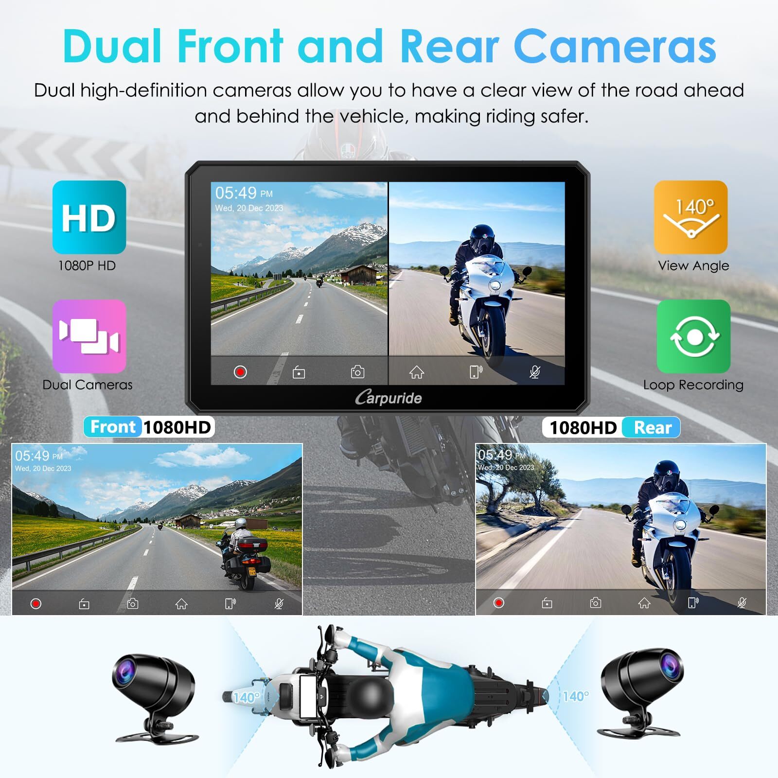 Carpuride W712D Moto CarPlay Android Auto Waterproof Touchscreen Wired Controlle