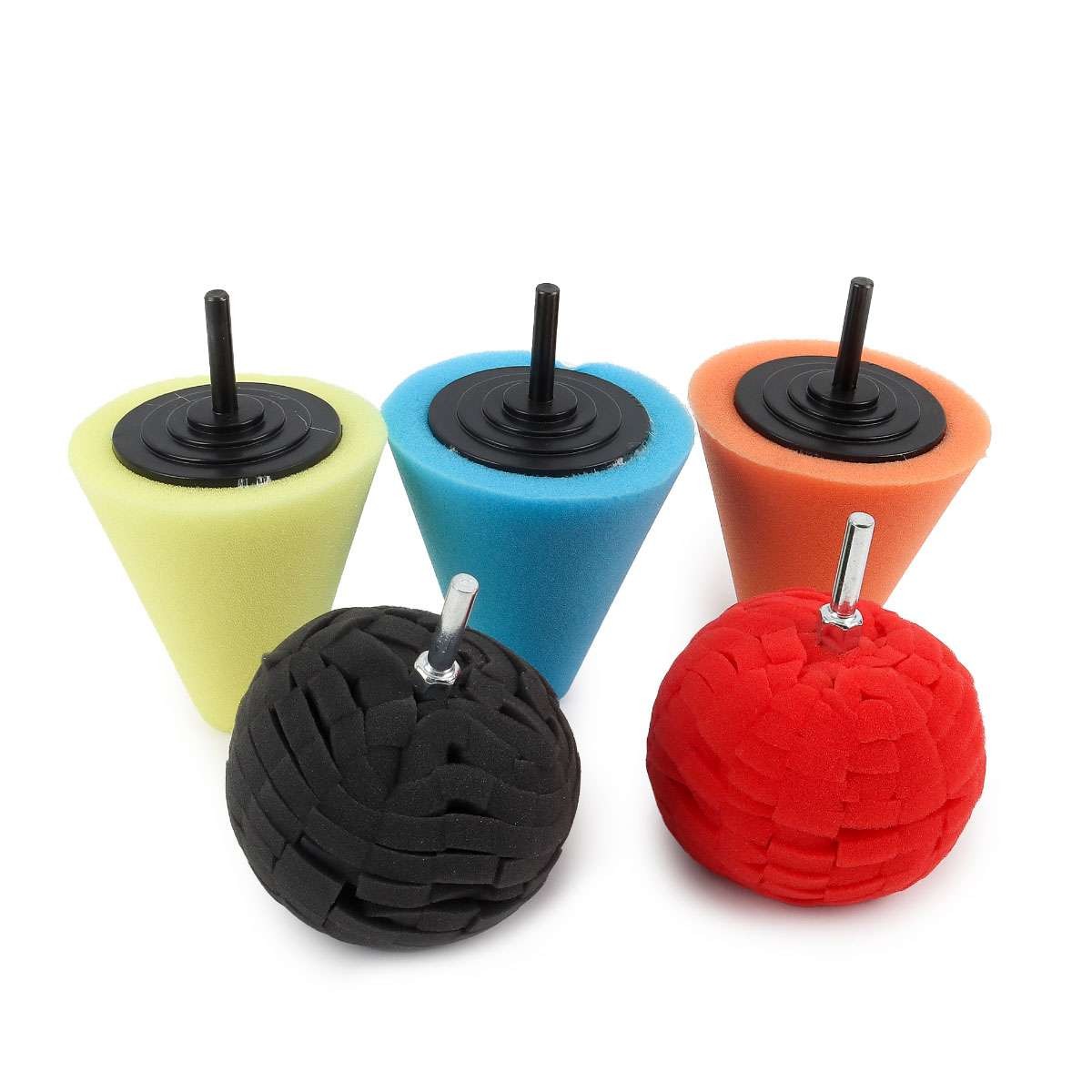 Foam Drill Polishing Cone Ball Pads Kit Car Hub Waxing Buffing Wheel Polisher 4″