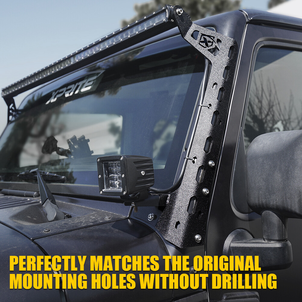50″ Light Bar Mount Bracket w/ Spotlight Holder For Jeep Wrangler JK 2007-2018