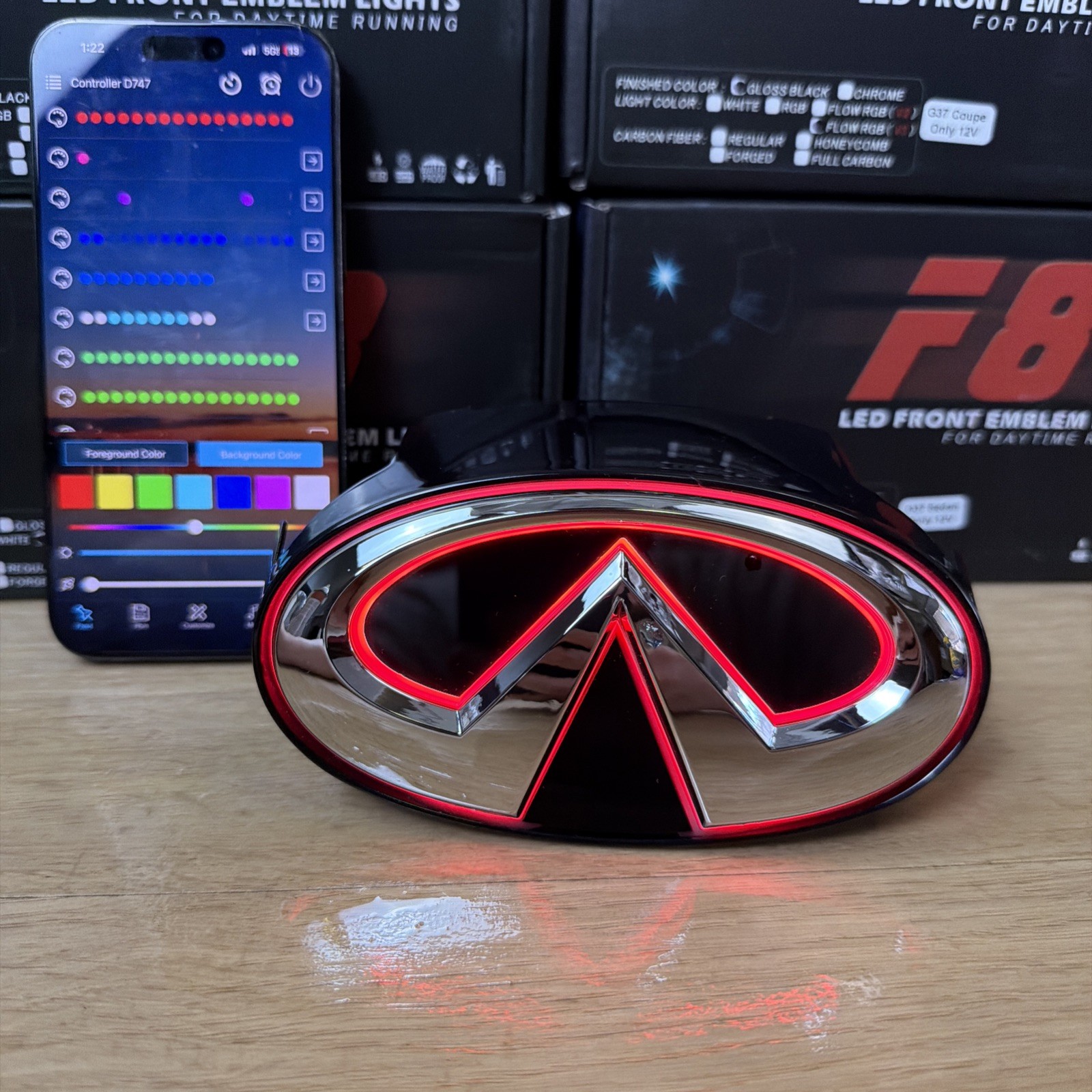🟢2010-2013 INFINITI G37 RGB Emblem CHROME MULTICOLOR APP CONTROL SEDAN ONLY🟢