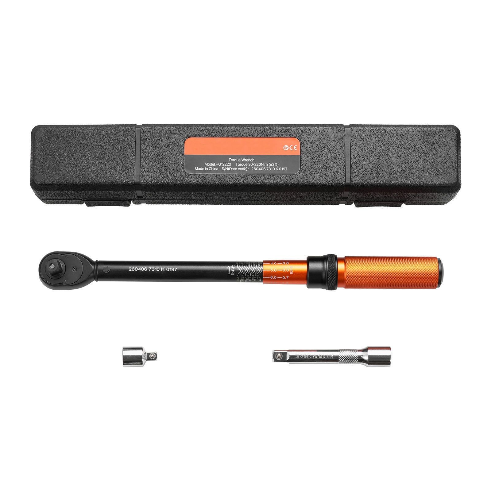 1/2 Drive Click Torque Wrench 20-220 Nm ±3% Set