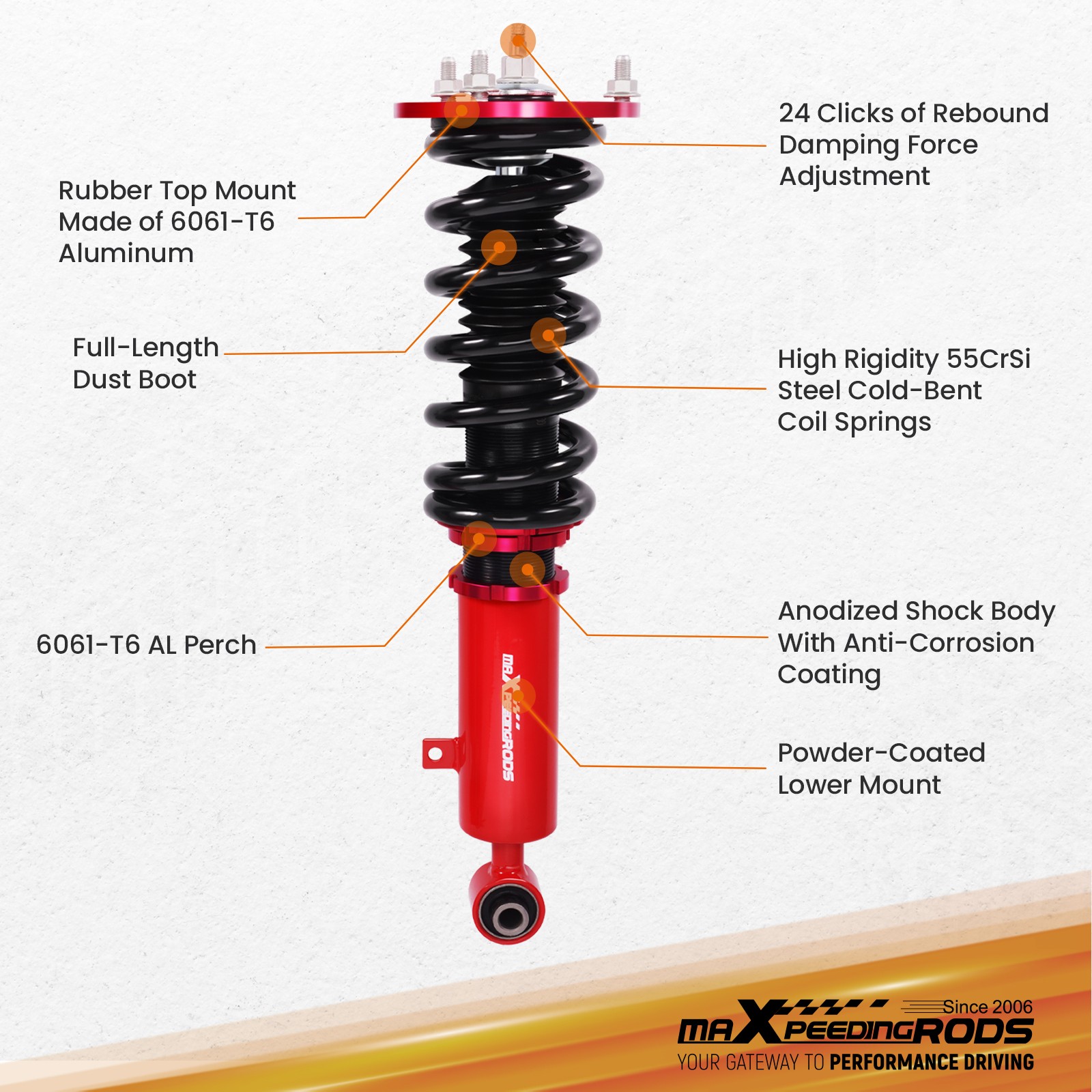 MaXpeedingrods Adjustable Coilovers 24-Step Damper For Toyota Supra 86-92 MK3