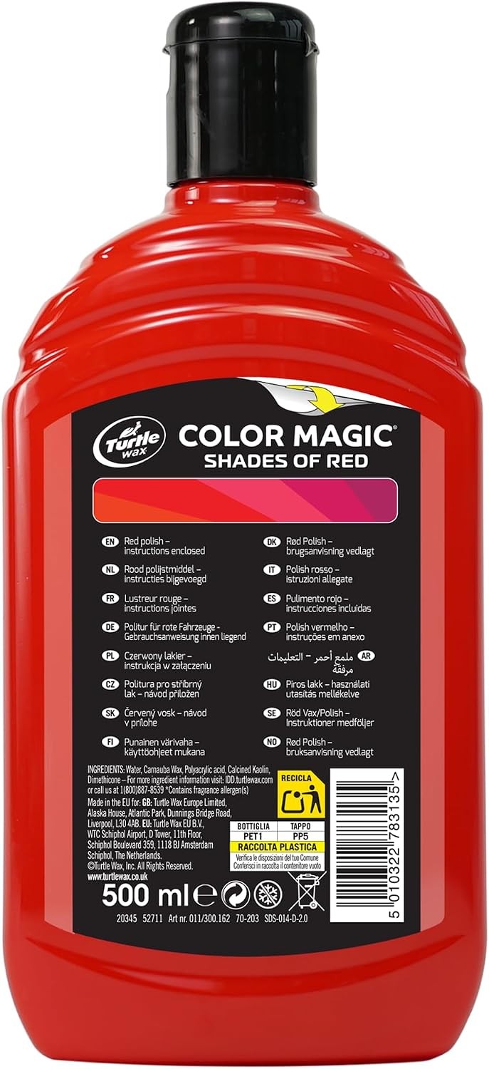 Turtle Wax Color Magic Radiant RED Car Wax Polish Cleans Shines Restores 500mL