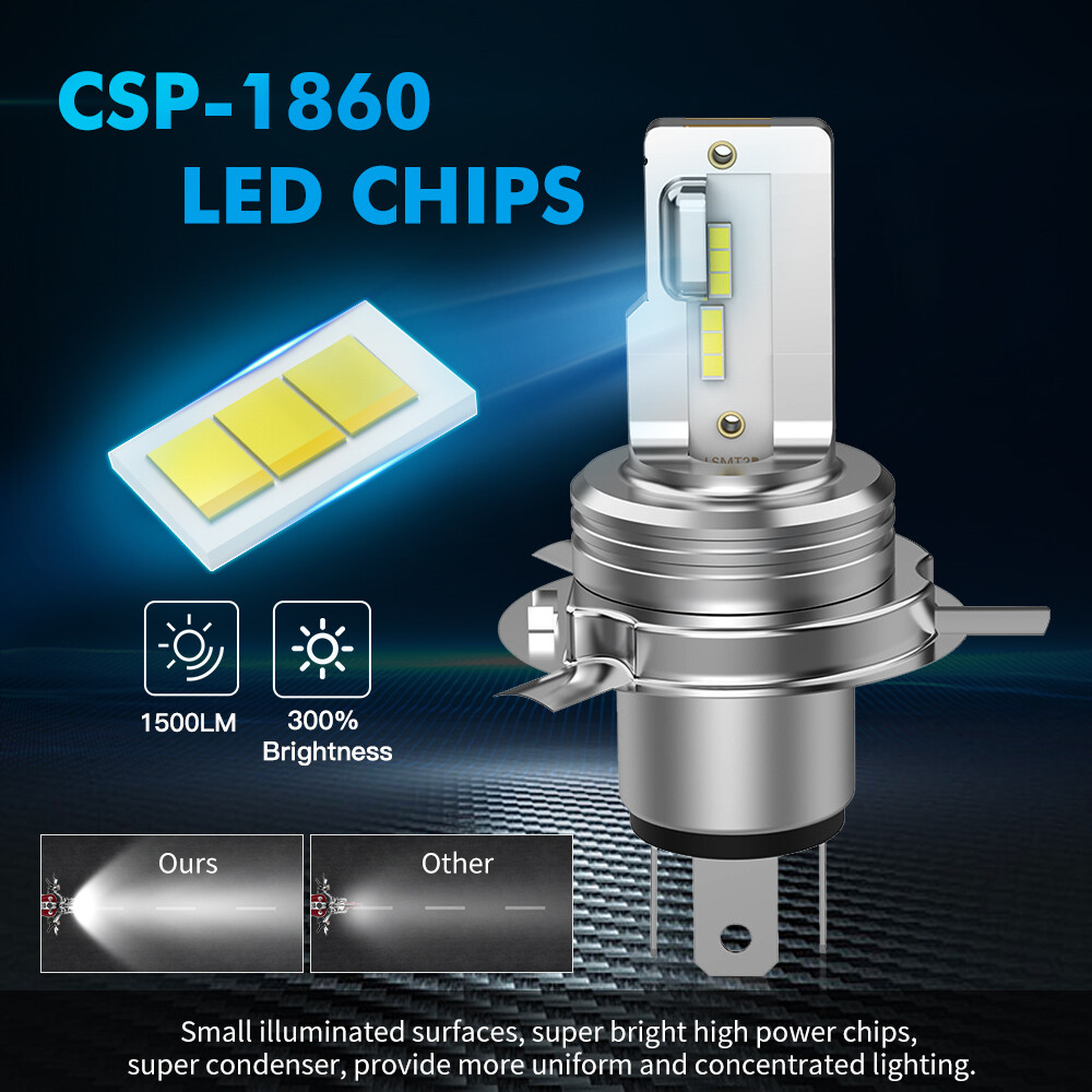 H4 9003 For Honda 34901-MC7-602 LED Headlight Hi/Low Beam 1500LM 6500K White Kit
