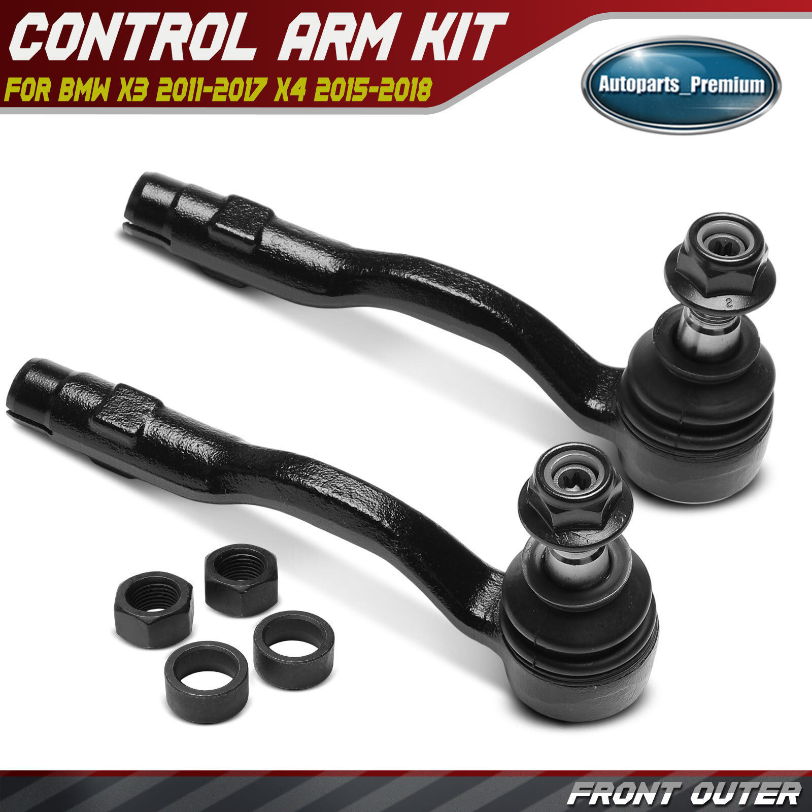 2x Front Driver & Passenger Outer Tie Rod End for BMW X3 2011-2017 X4 2015-2018