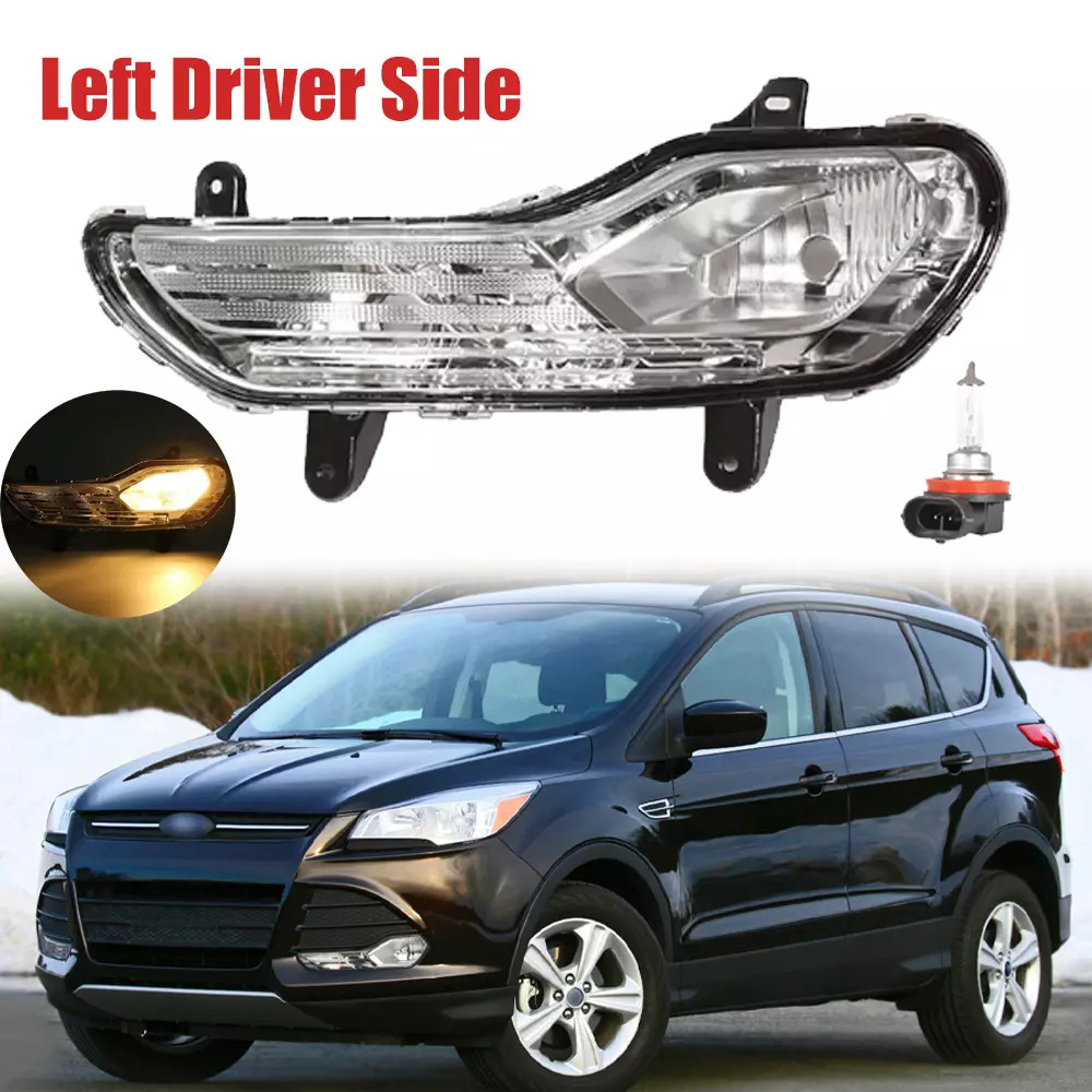 Driver Side For 2013-2016 Ford Escape Front Bumper Fog Light W/Bulb Clear Lens