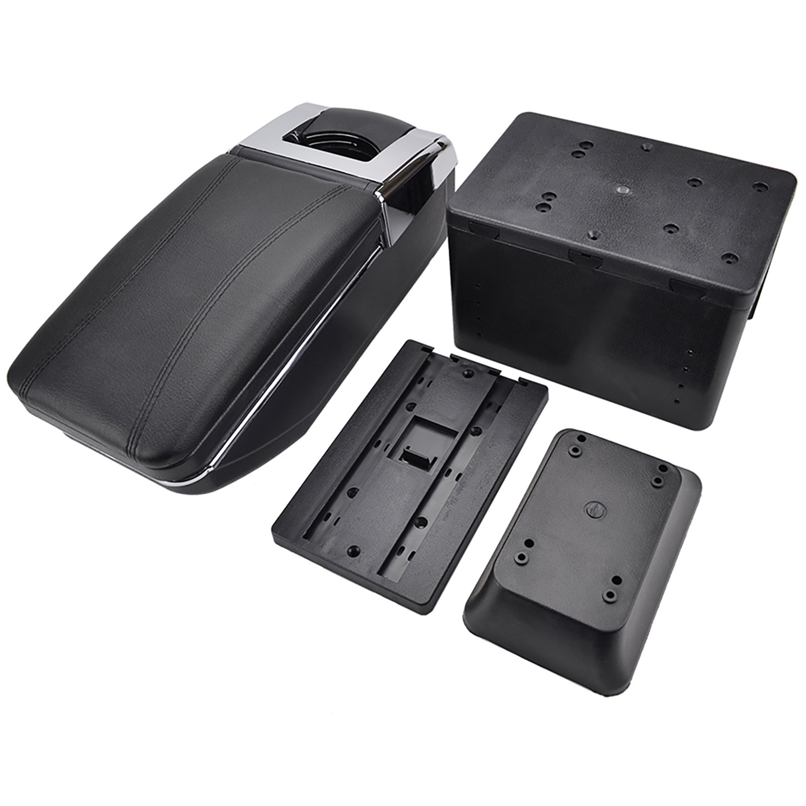 Universal Car Center Console Storage Armrest Organizer Box PU Leather Adjustable