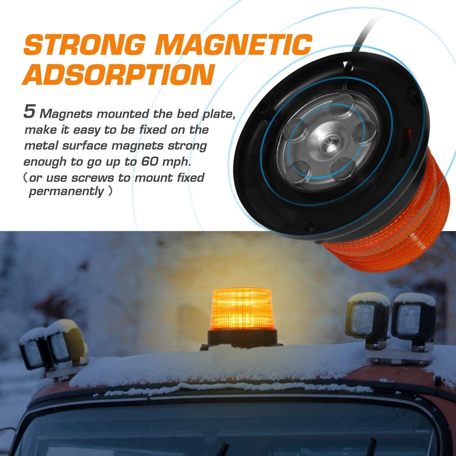 High Visibility LED Strobe Light with Durable Magnet & 50,000 Hours Lifespan