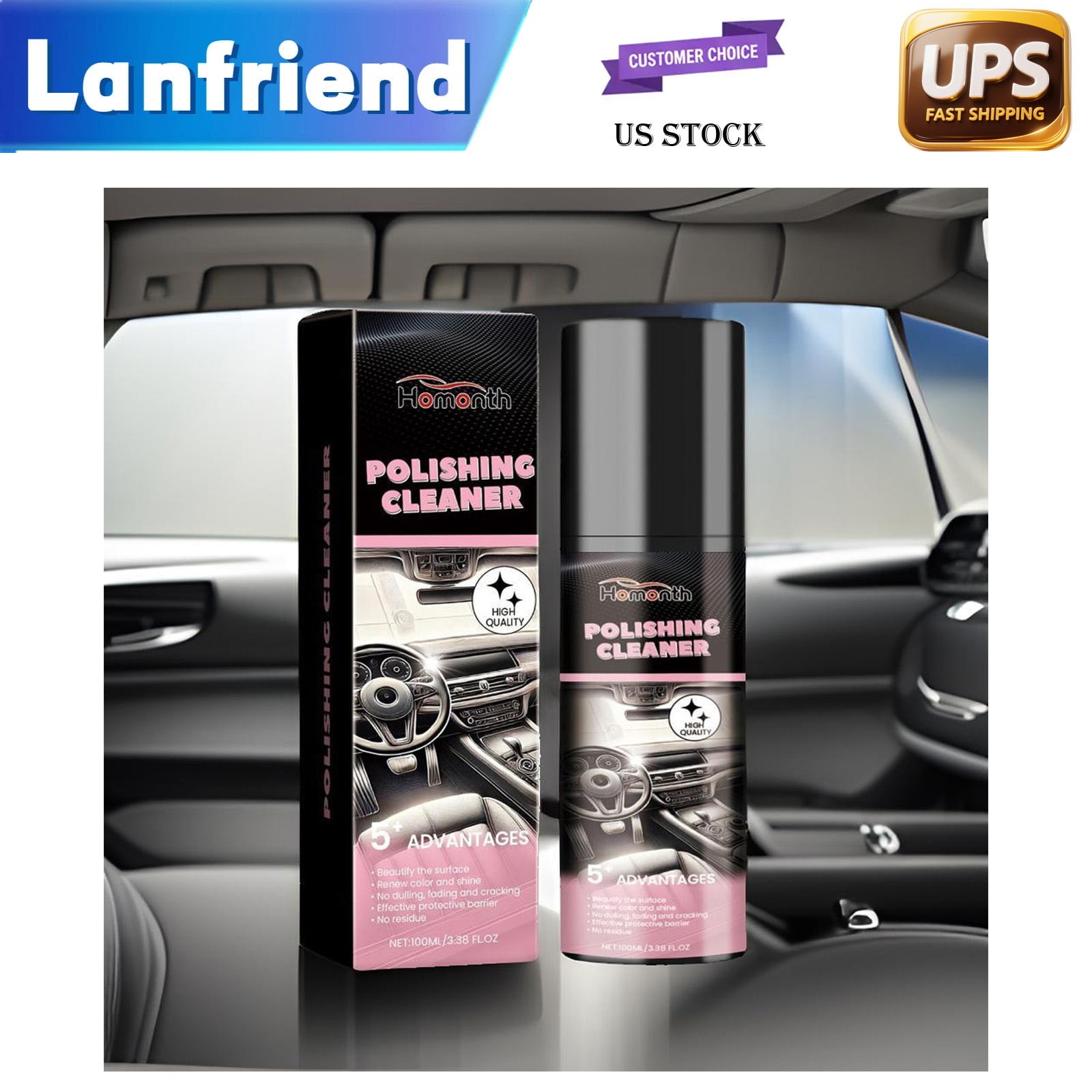 Amino Silicone Auto Interior Polish 100ml Deep Cleansing Spray Restores Trim