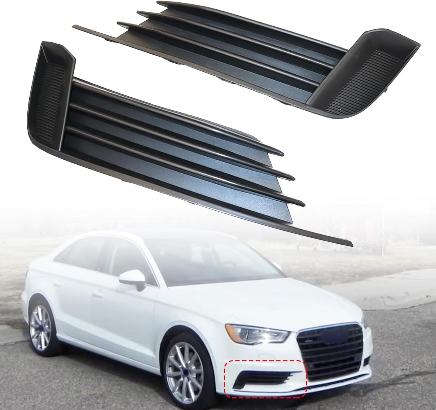 Front Left Right Bumper Fog Light Cover Grille Bezel for Audi A3 S3 2013-2017