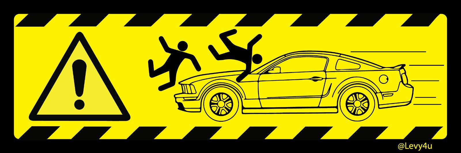 “Caution Mustang” Meme Vinyl Decal Sticker 8.25″ x 3″ Glossy 5+ years Outdoors