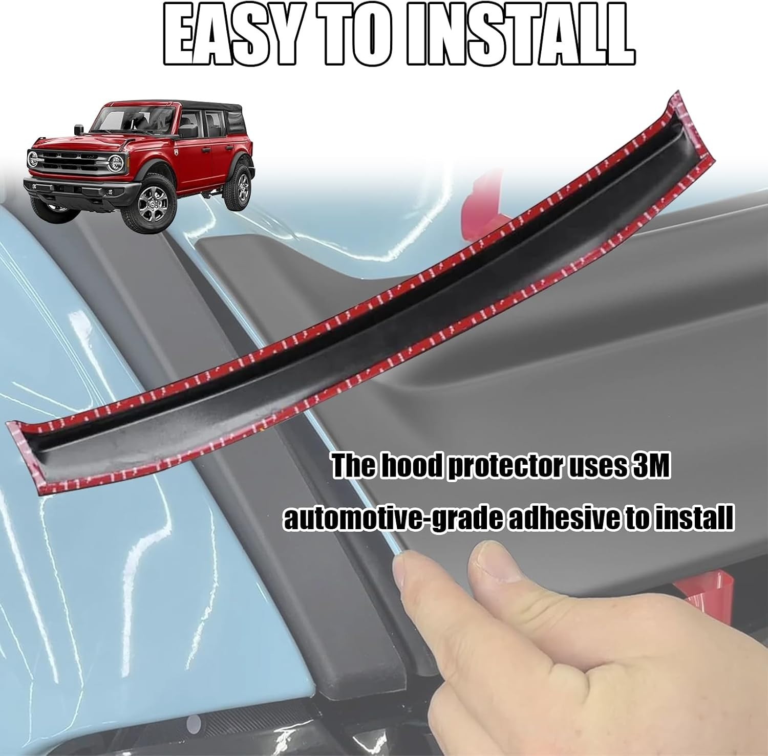 Hood Deflector Protector Ford Bronco 2/4 2026-2021 Matte Black Bug Stone Guard