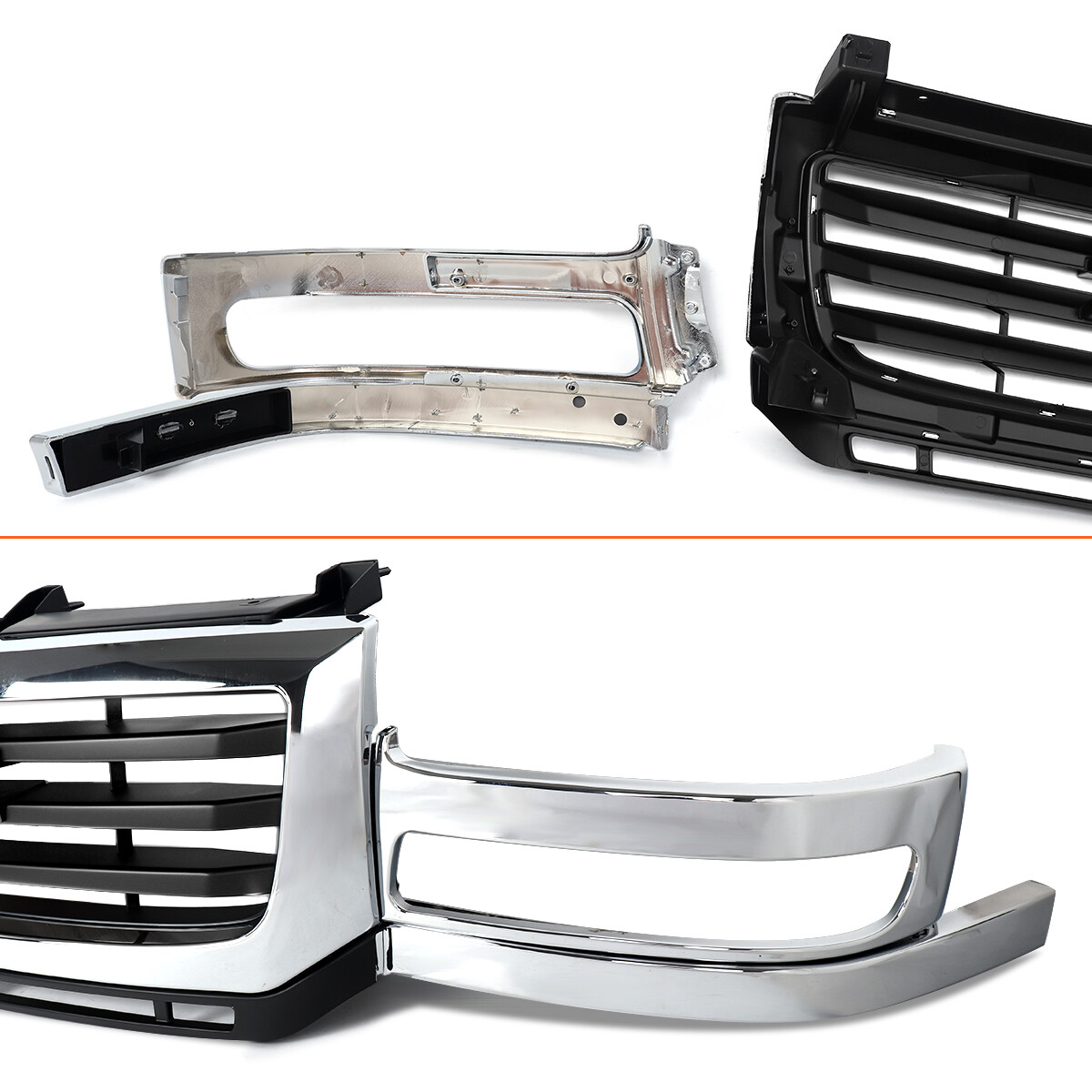 For GMC Sierra 2500/3500 HD 2003-2007 Front Upper Grille Black w/Chrome Shell