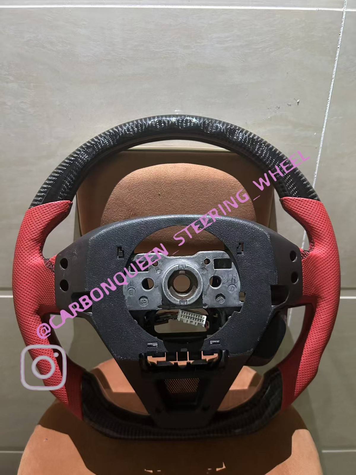 REAL CARBON FIBER STEERING WHEEL FOR HONDA CRV 06-10 YEARS W/RED LEATHER