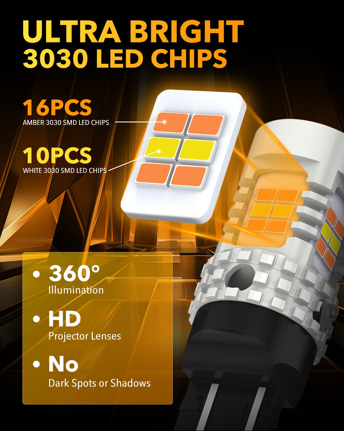 7443 Switchback White/Amber LED Front Turn Signal Light Bulbs For Nissan Altima