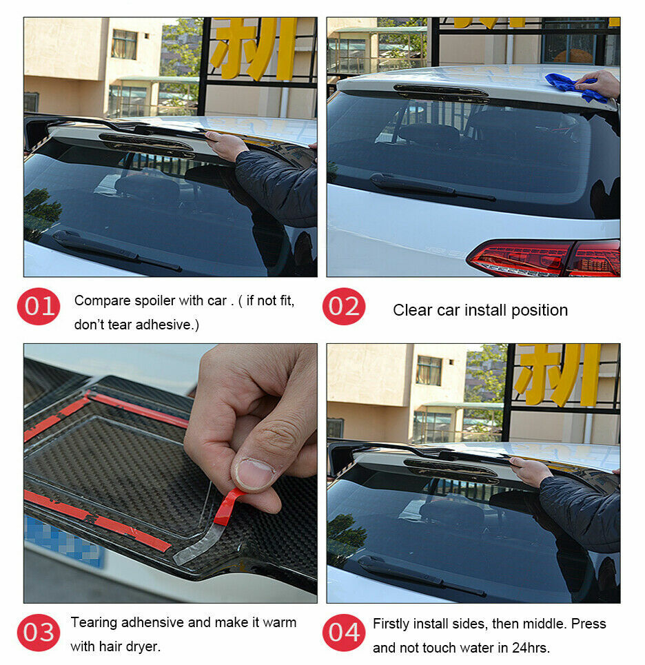 Fits 09-16 AUDI A4 B8 B8.5 S4 Gloss Black RS Style Rear Window Roof Spoiler Wing