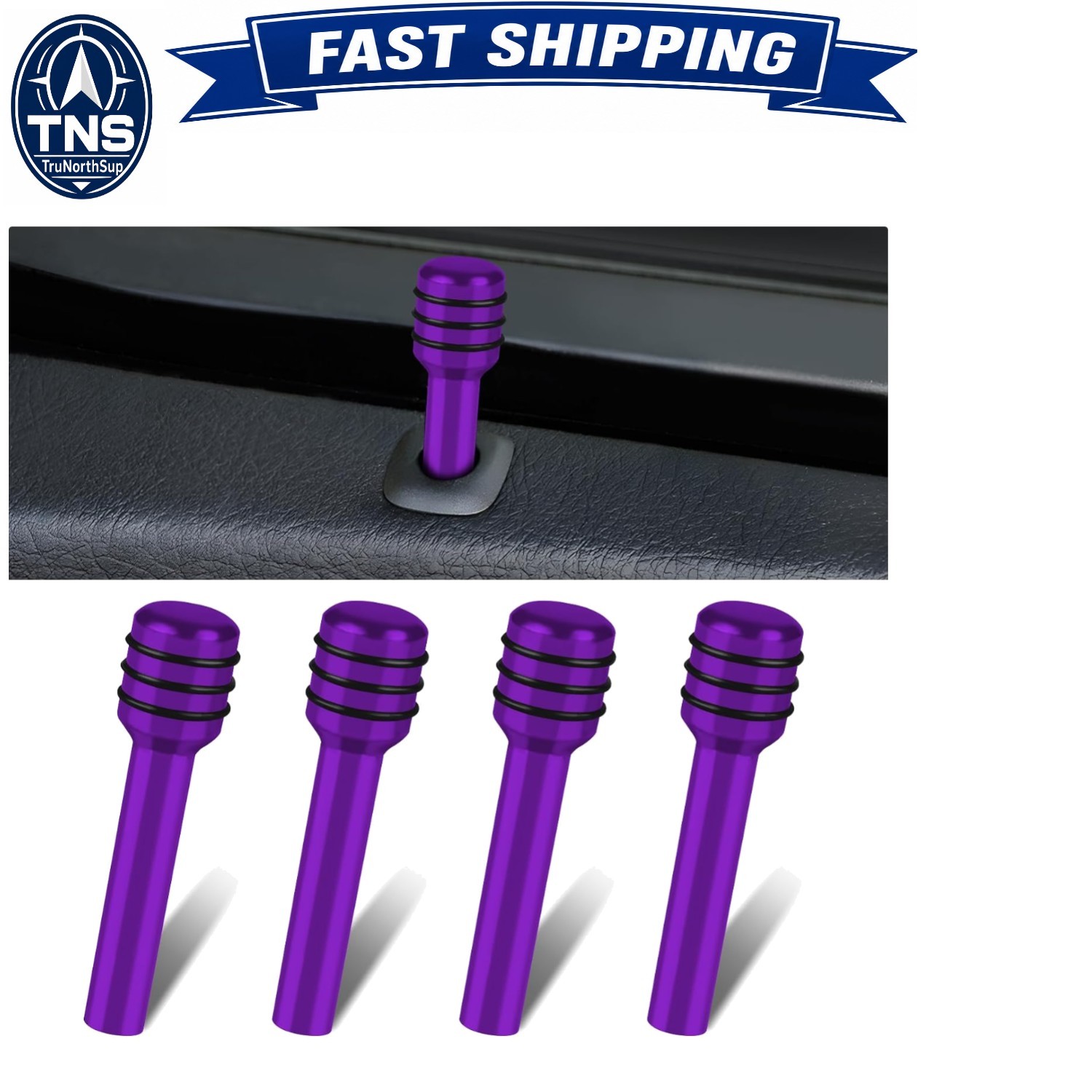 4PCS Car Door Lock Knobs Aluminum Alloy Universal Auto Interior Decor Purple