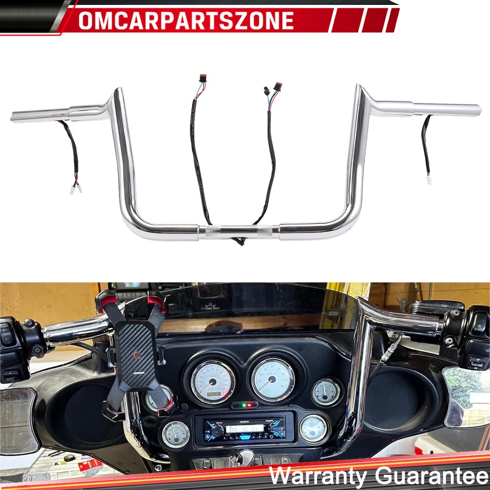 10″12″14″ Pre-Wired Meathook Bar Handlebar For Harley Street Glide Electra Glide