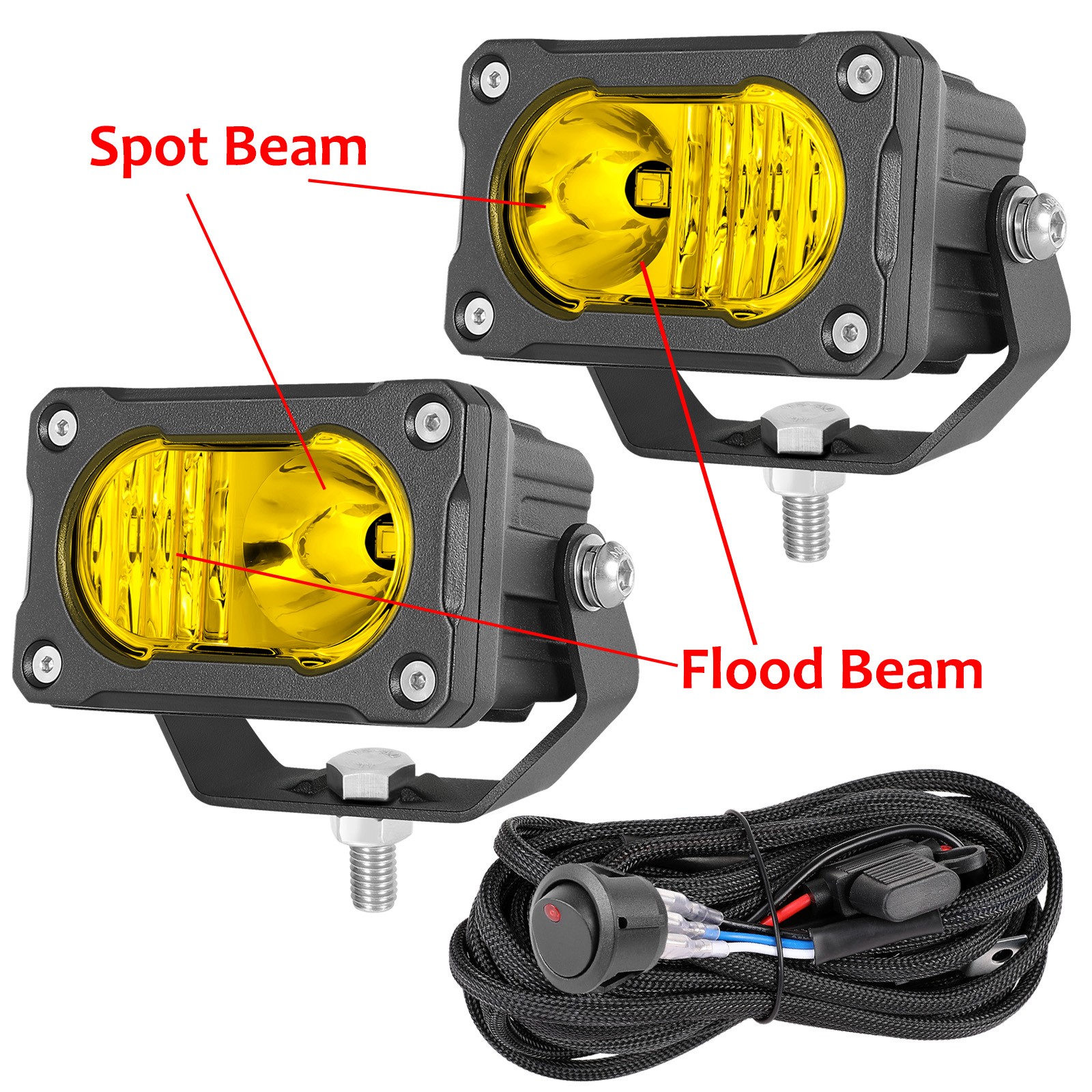 2X 3″ 40W PRO LED Cube Work Light Bar Combo Pods OffRoad Driving 4WD ATV+ Wiring