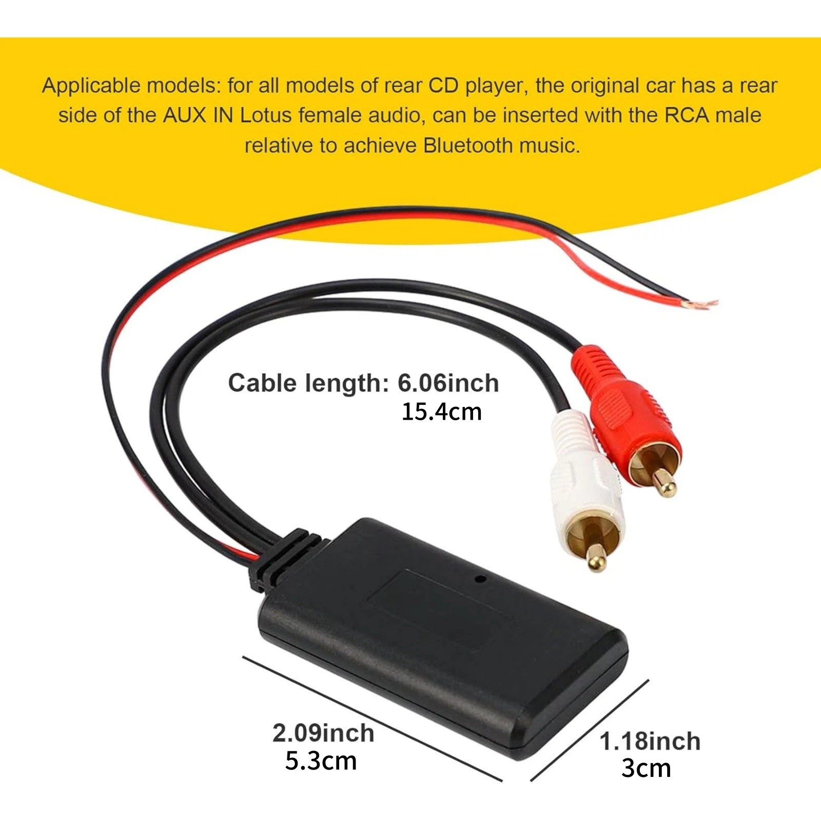 Universal Bluetooth 5.0 Receiver Module 2RCA AUX Adapter for Car Audio Stereo