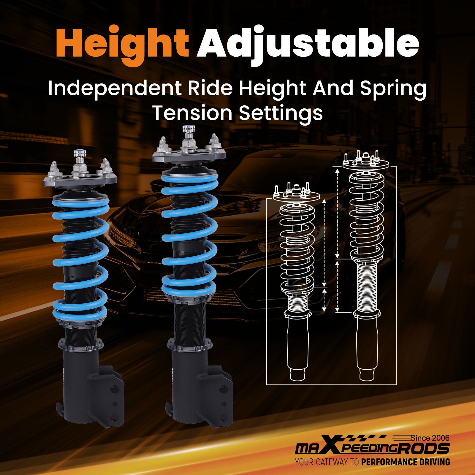 MaXpeedingrods 24 Step Damper Coilovers Shocks For Toyota Starlet / Tercel 91-99