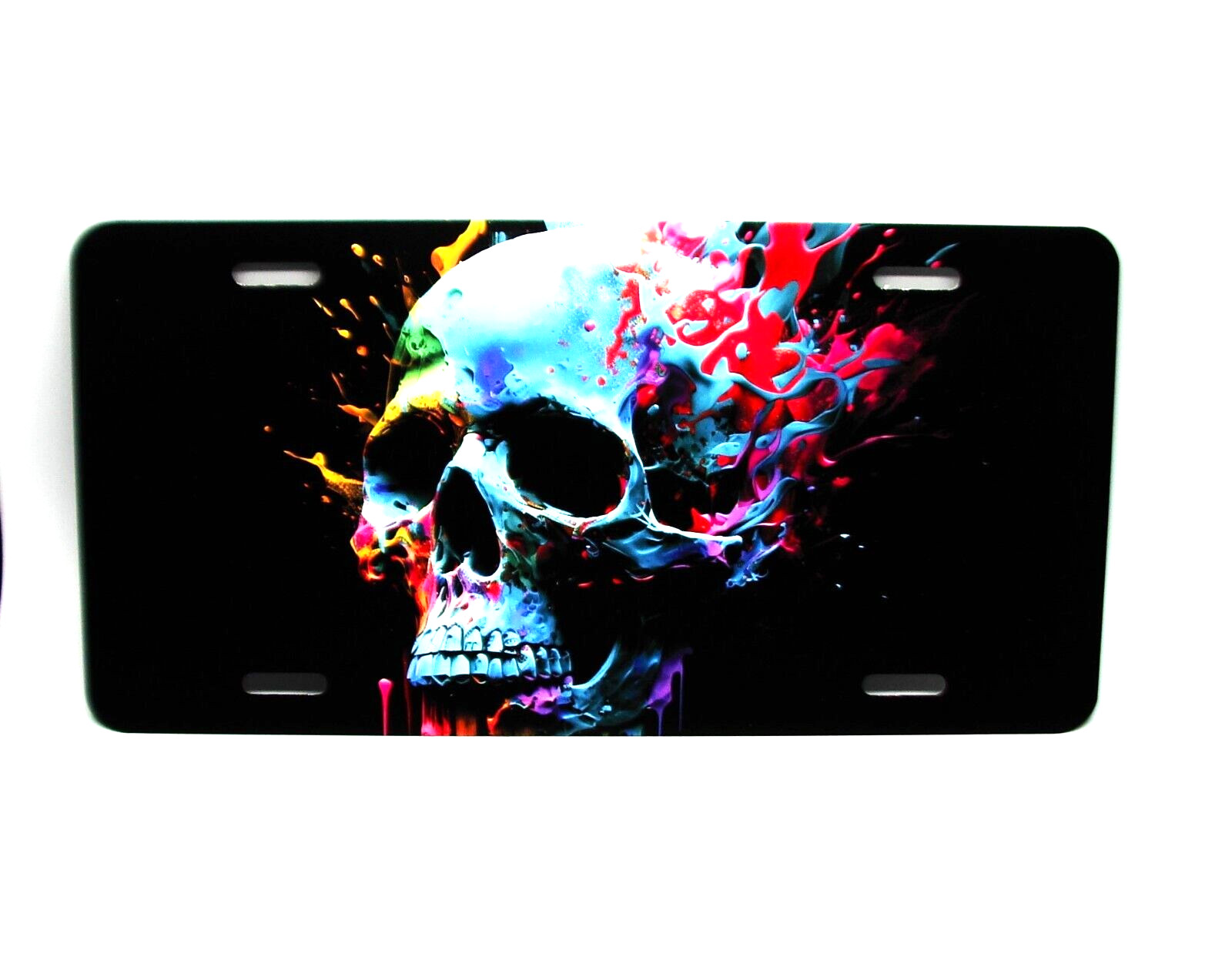 SKULL ABSTRACT ART METAL CAR NOVELTY LICENSE PLATE AUTO TAG.