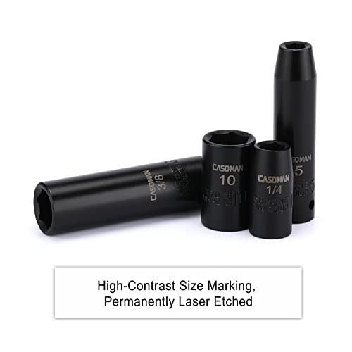 55PCS 1/4″ Drive Impact Socket Set – Shallow & Deep, Metric/SAE, 6-Point, Cr-V S