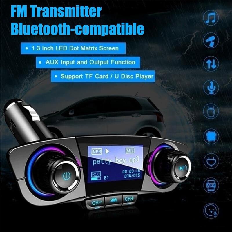 MP3 FM Transmitter Bluetooth Wireless Bluetooth 4.0 1.3in LED Screen Accessories