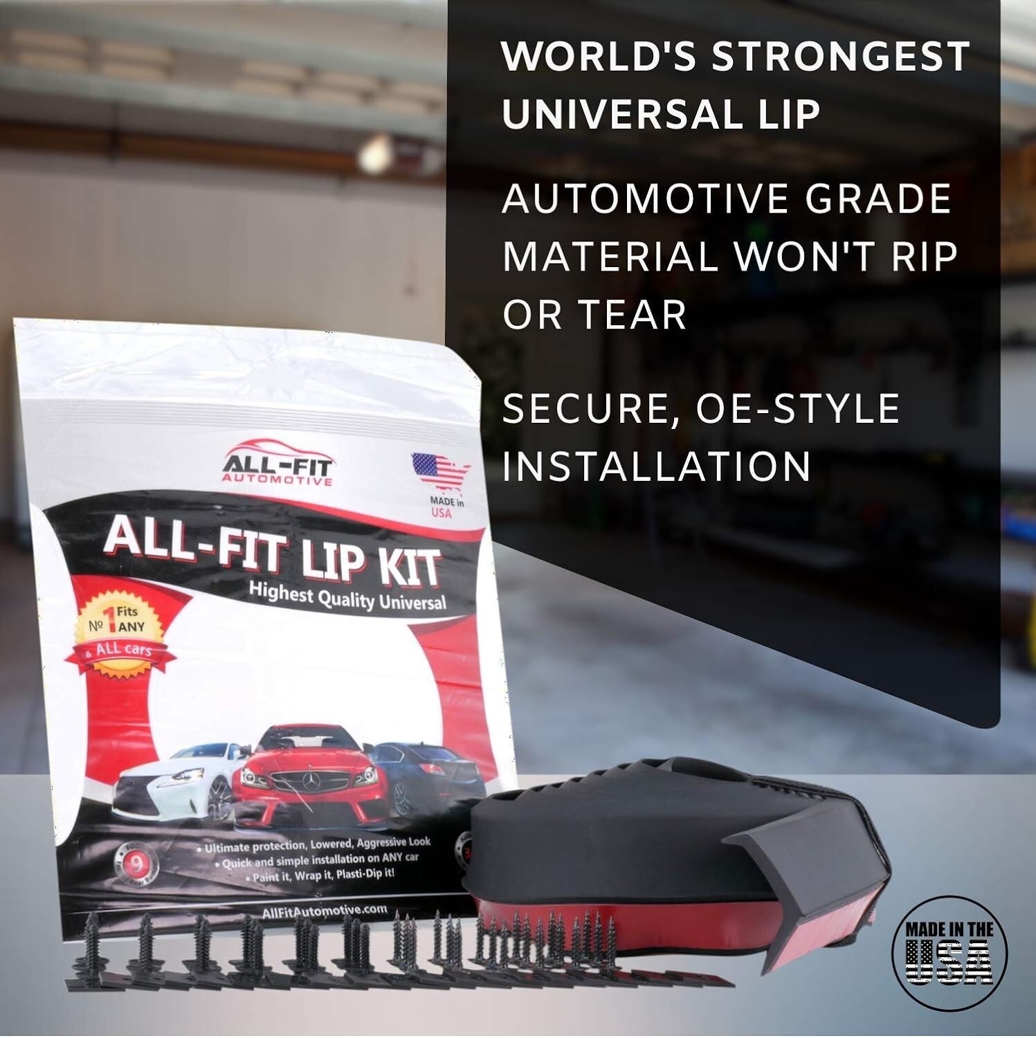 ALL-FIT 1.5in Universal Fit Front Bumper Spoiler Lip Splitter Protector (D-Gray)