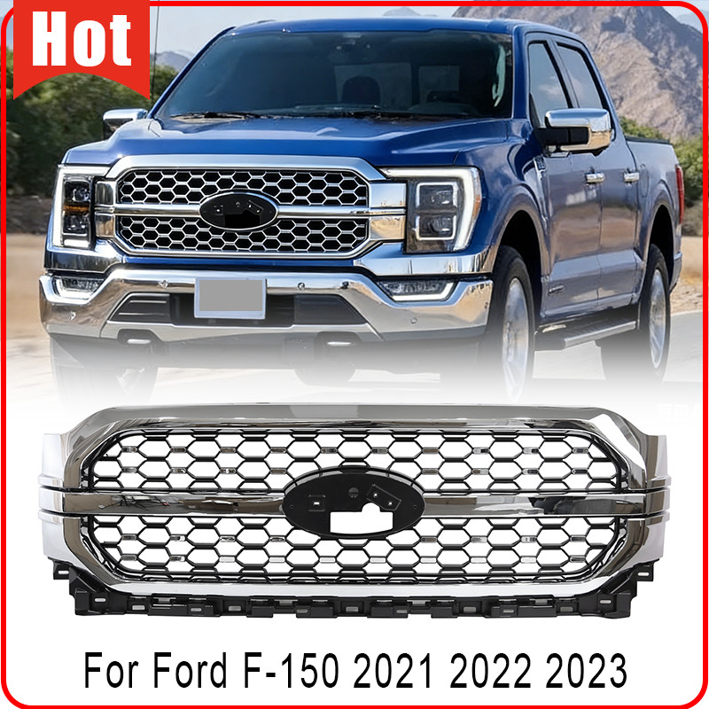 Front Upper Grille Grill Chrome Platinum For Ford F-150 2021 2022 2023 FO1200678