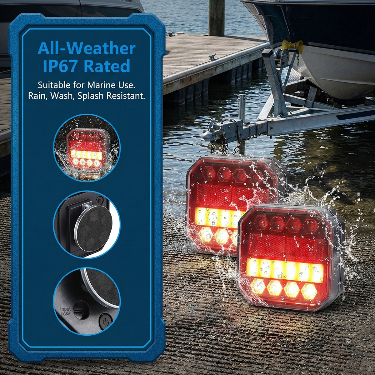 IP65 Wireless Magnetic Trailer Lights Rechargeable LED TailLight Kit For Trailer