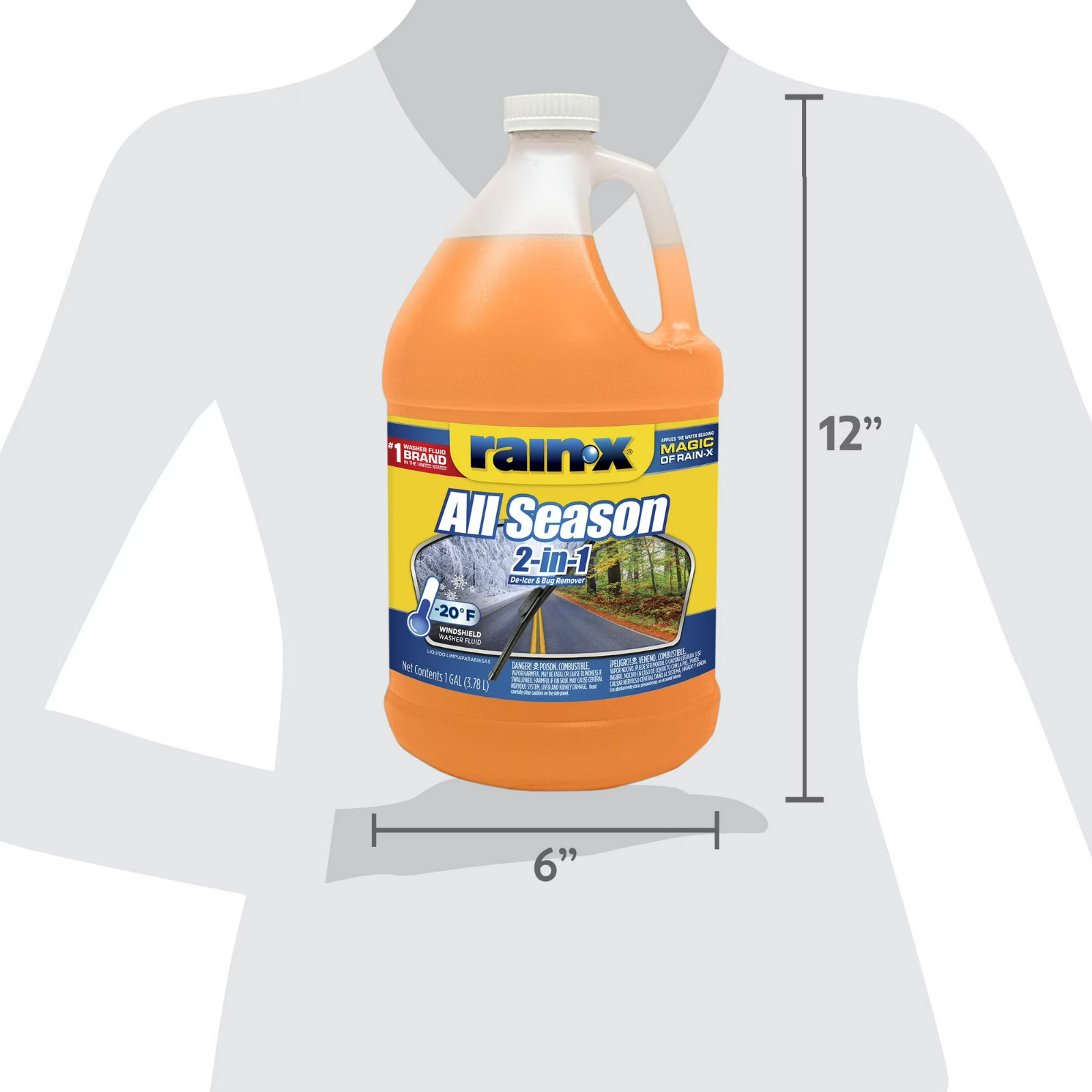 Rain-X 2-in-1 All-Season Windshield Washer Fluid, 1 Gal