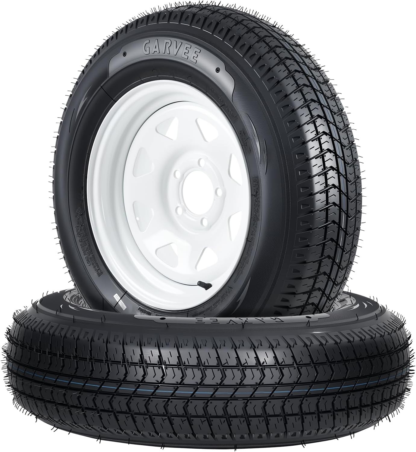 4 Pack Trailer Tires On Rim ST205/75D15 205/75 D 15 LRC 5 Lug White Spoke Wheels
