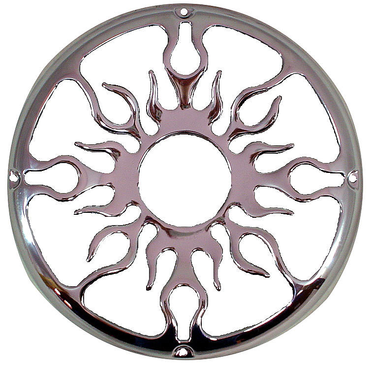 Car Audio Flame Polished Steel 12″ Universal Subwoofer Speaker Grill Cover