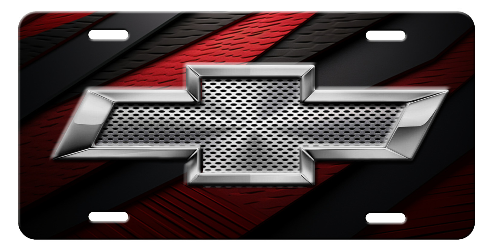 CHEVY Inspired Abstract Art on Black Glossy Vanity Aluminum License Plate Tag