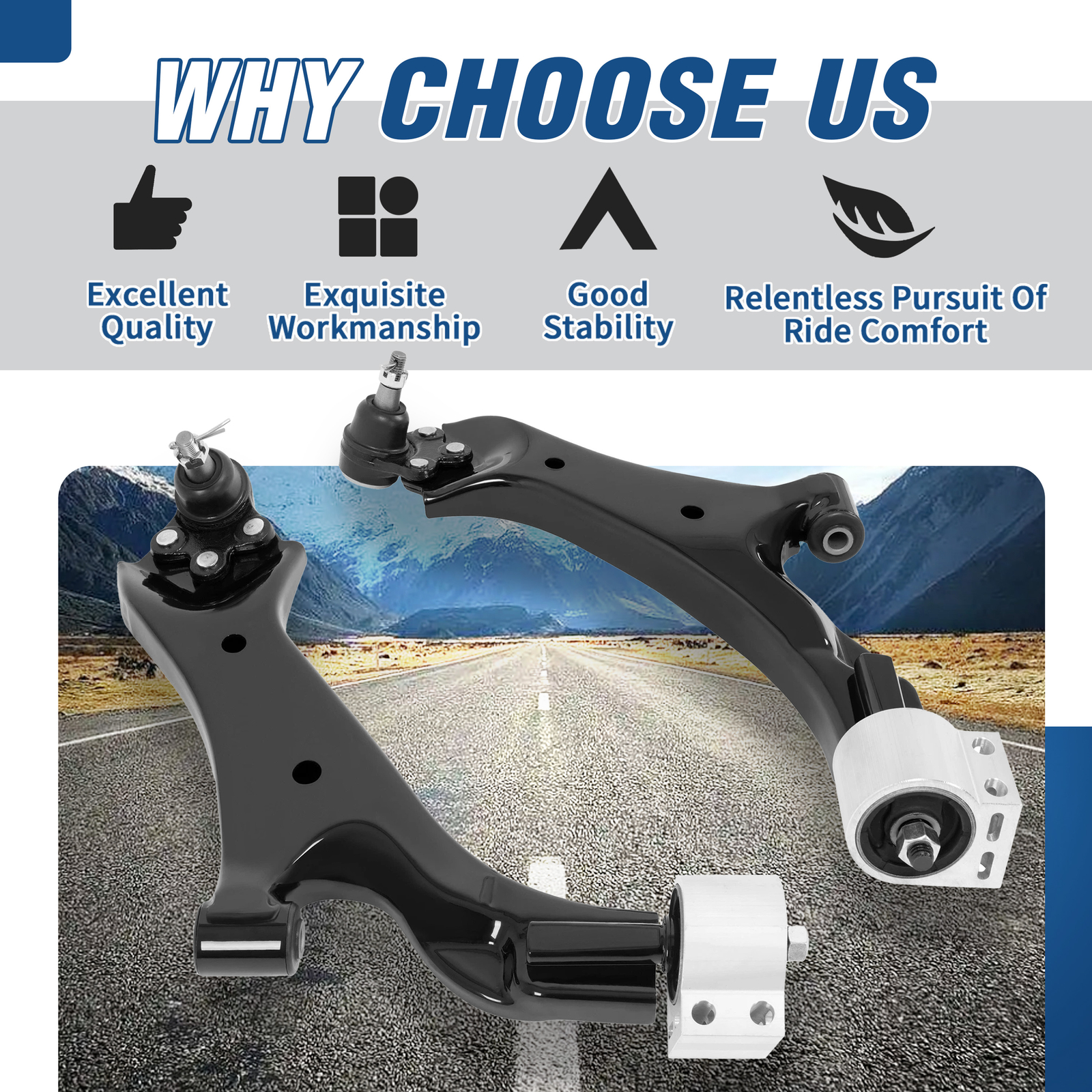 Front Lower Control Arms for Chevy Equinox GMC Terrain 2.4L/3.0L/3.6L 2010-2017
