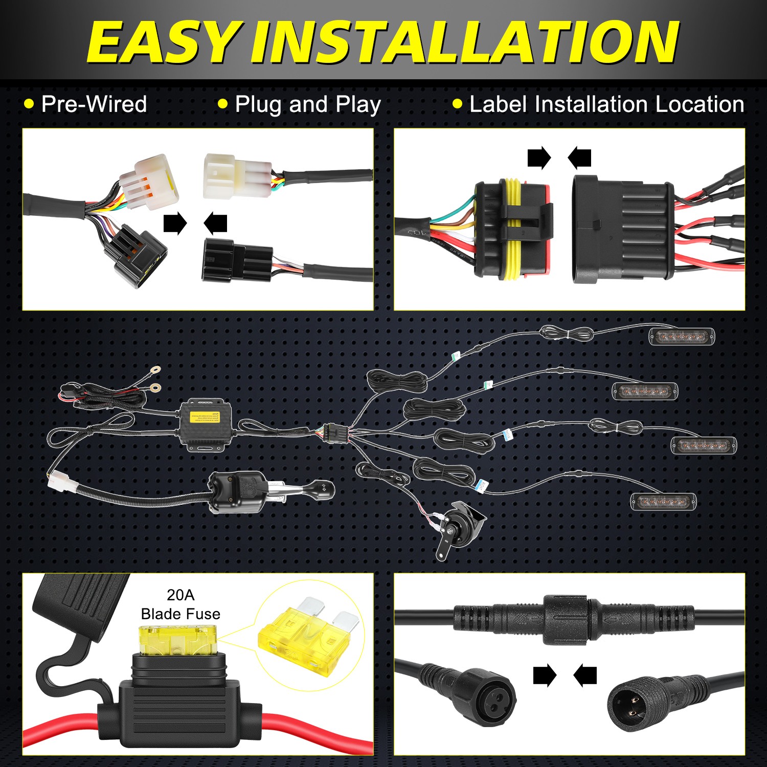 For Polaris Ranger Fullsize Midsize 500 570 UTV Turn Signal Kit w/Horn Plug Play