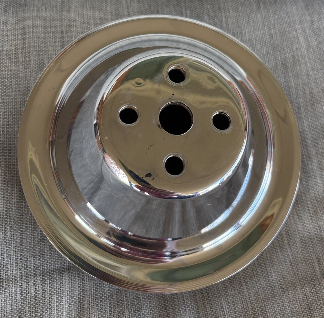 Chrome Plated Water Pump Double Groove Belt Pulley Believe To Fit SBC