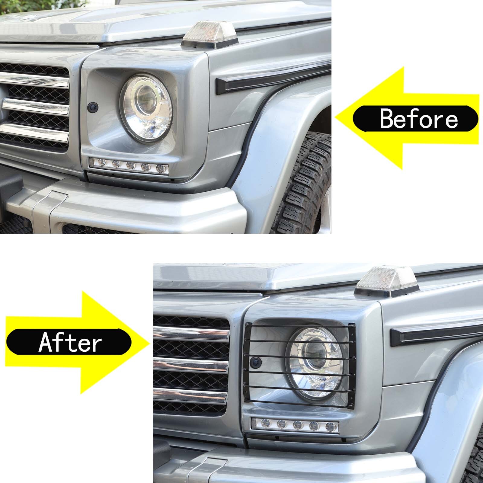 2PCS Carbon Steel Headlight Protective Net Cover For Benz G-Class 2007-2018