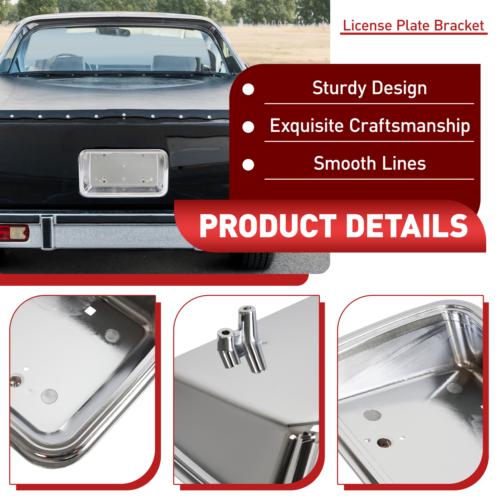Rear License Plate Tag Bracket Holder Chrome For Chevrolet El Camino 1978-1987