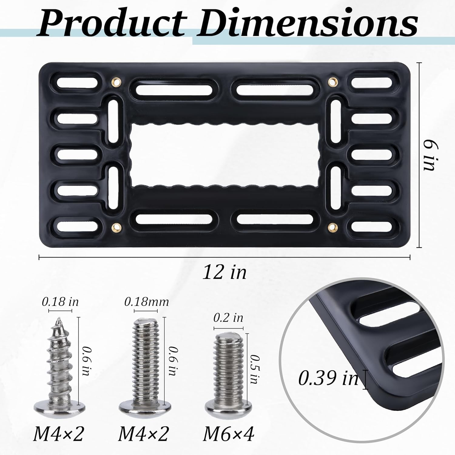License Front Plate Bracket Rustproof Holder w/ Copper Nuts Zip Stainless Ties