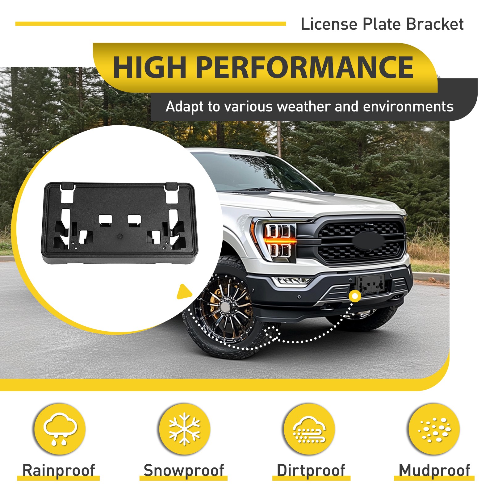Front License Plate Bracket Frame Holder For 2021-2023 Ford F150 ML3Z-17A385-BB