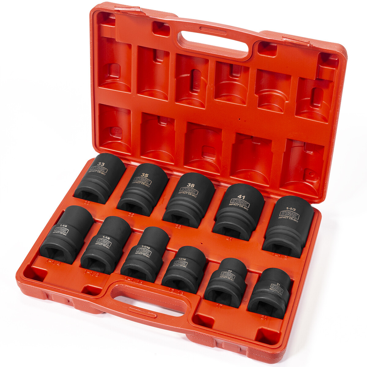 Stark USA 11-PC Deep Socket Set Truck Wheel 1″ Drive Impact Metric SAE Cr-Mo