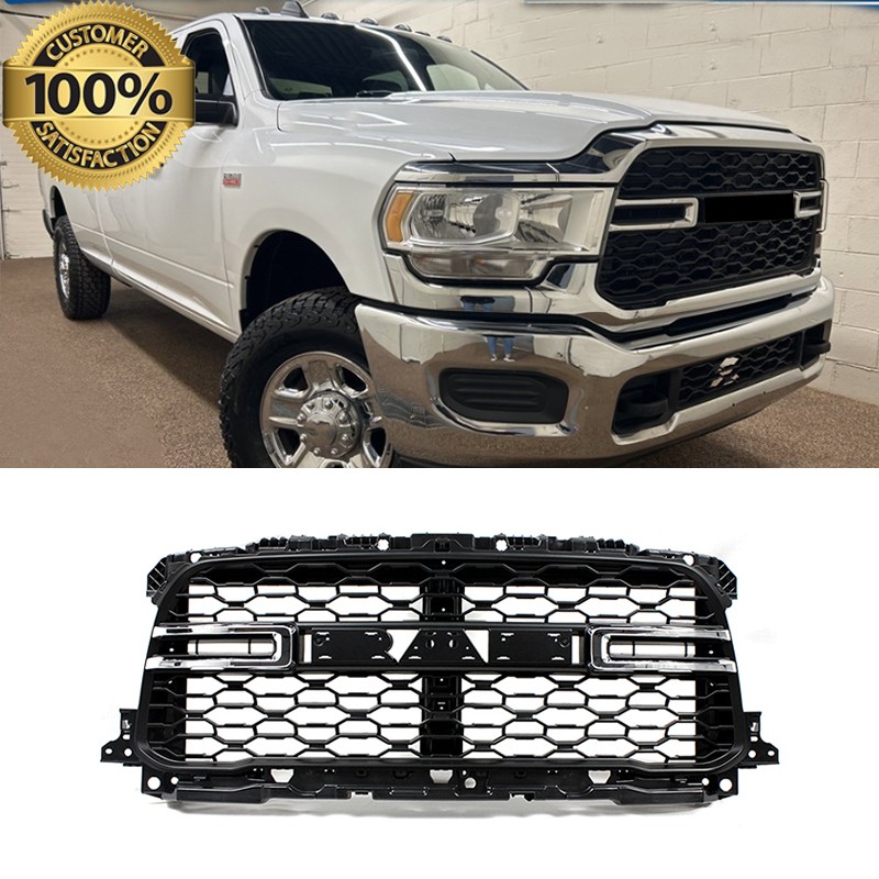 Fits 2019-2023 2024 Ram 2500 3500 Front Bumper Grille Matte Black W/ Chrome Trim