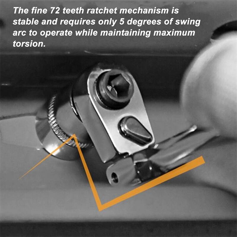 1/4″ Drive Ratchet Handle Socket Wrench 72 Tooth Flexible Head Stubby Flattop