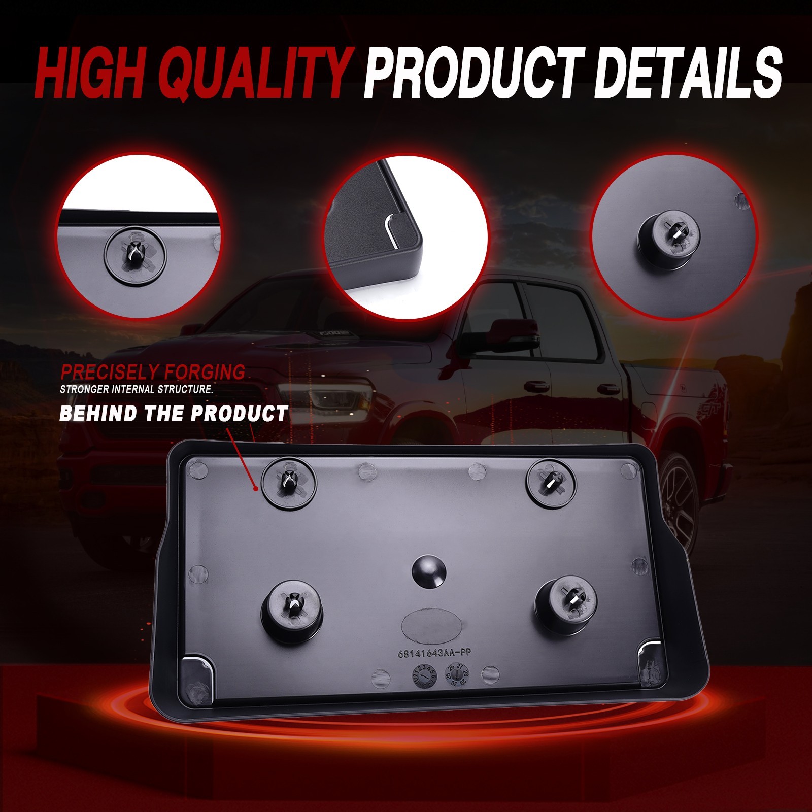 Front License Plate Bracket Fit For 2013-2022 Ram 1500 CH1068127 68141643AA