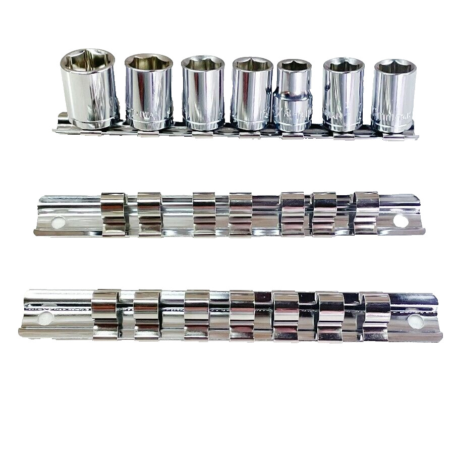 3 Pack 3/8 inch Drive Heavy Duty Steel Rail Holder Organizer for 3/8″ Sockets